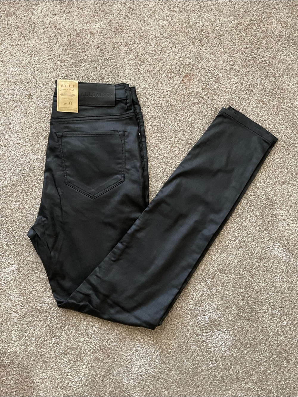 AllSaints Women's High-Rise Coated Black Jeans
